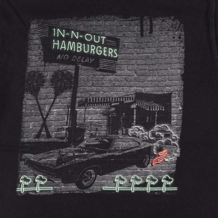 IN-N-OUT HAMBURGERS Advertising T-Shirt, Made in USA, Men's Size M (equivalent) cotton black type Vintage Second Hand