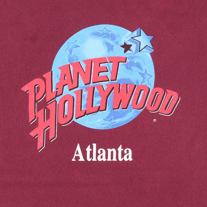 Planet Hollywood advertising T-shirt, made in the USA, men's size S (equivalent). cotton wine-red Vintage Second Hand