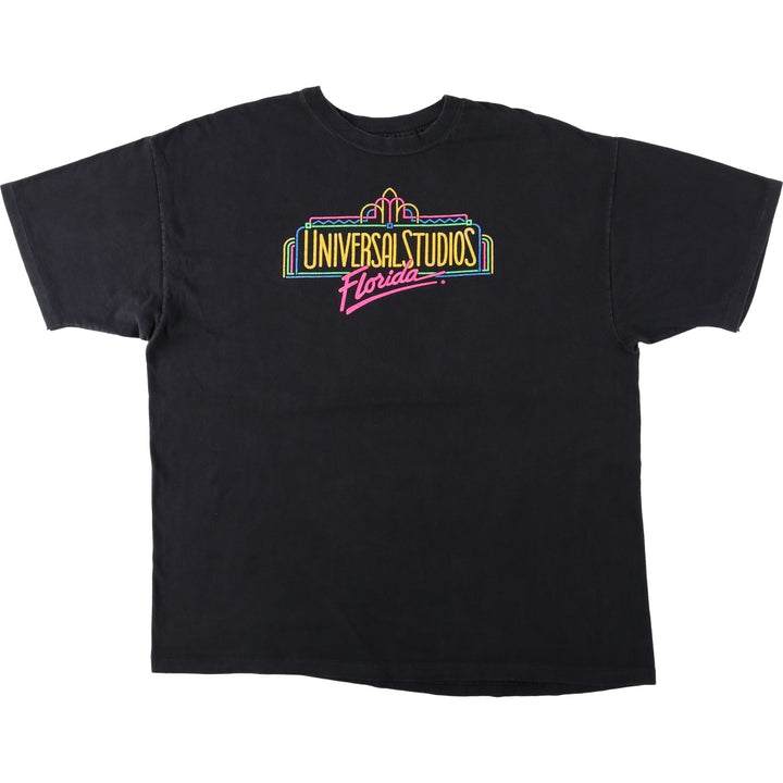 90'S Hanes BEEFY-T Universal Studios Florida Advertising T-Shirt, Made in USA, Men's XXL equivalent, Vintage cotton black type Vintage Second Hand
