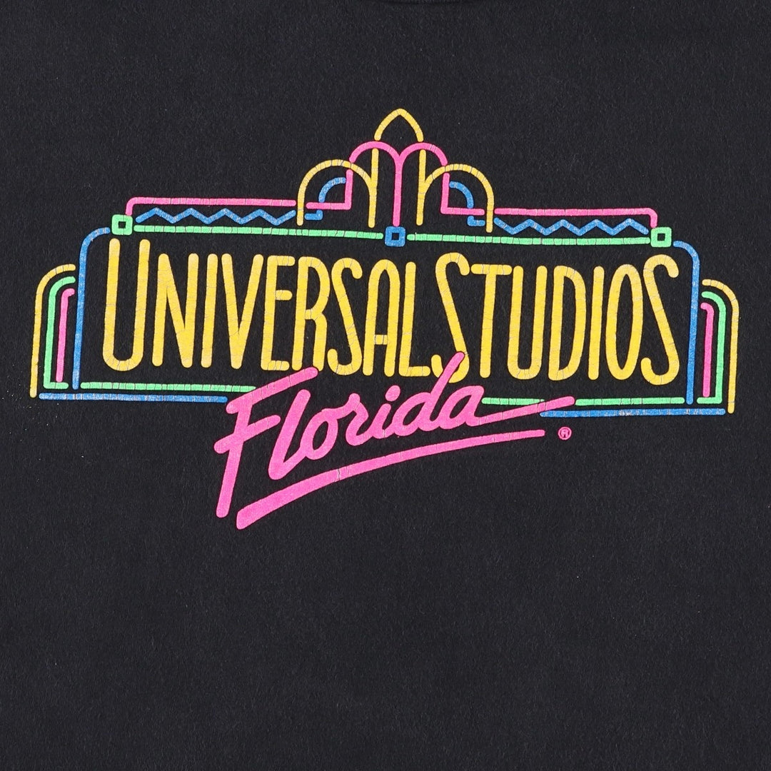 90'S Hanes BEEFY-T Universal Studios Florida Advertising T-Shirt, Made in USA, Men's XXL equivalent, Vintage cotton black type Vintage Second Hand