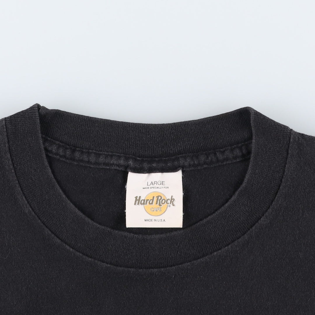 ~90'S Hard Rock Cafe Print Advertising T-Shirt, Made in USA, Men's Size L (approx.), Vintage cotton black type Vintage Second Hand