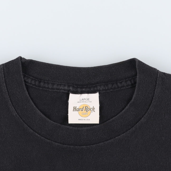 ~90'S Hard Rock Cafe Print Advertising T-Shirt, Made in USA, Men's Size L (approx.), Vintage cotton black type Vintage Second Hand