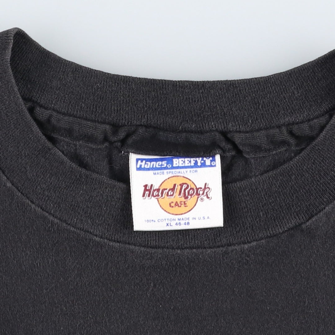 ~90'S Hanes BEEFY-T HARD ROCK CAFE Advertising T-Shirt, Made in USA, Men's XL equivalent, Vintage cotton black type Vintage Second Hand