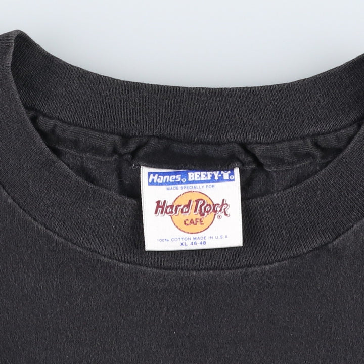 ~90'S Hanes BEEFY-T HARD ROCK CAFE Advertising T-Shirt, Made in USA, Men's XL equivalent, Vintage cotton black type Vintage Second Hand