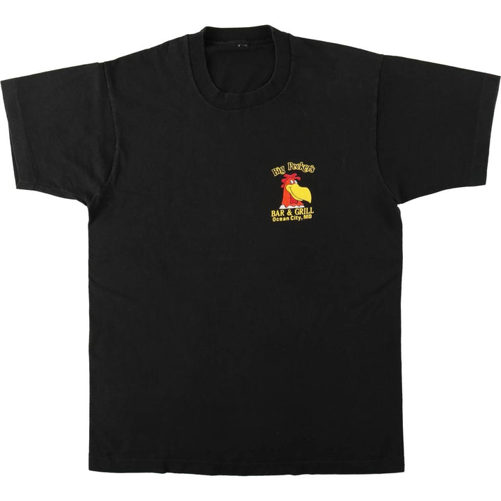 Vintage 80'S BIG PECKER'S BAR & GRILL advertising T-shirt, men's size M equivalent. unclear black type Vintage Second Hand