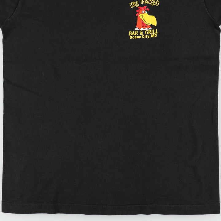 Vintage 80'S BIG PECKER'S BAR & GRILL advertising T-shirt, men's size M equivalent. unclear black type Vintage Second Hand