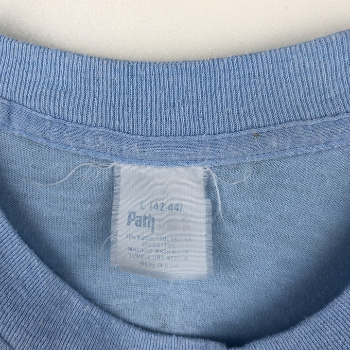 ~90'S Path CORONA EXTRA Advertising T-Shirt, Made in USA, Vintage polyester Blue type light blue Vintage Second Hand