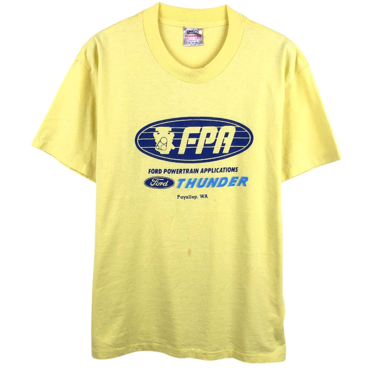 90'S ONEITA Advertising T-Shirt, Made in USA, Men's XL, Vintage polyester yellow type Vintage Second Hand
