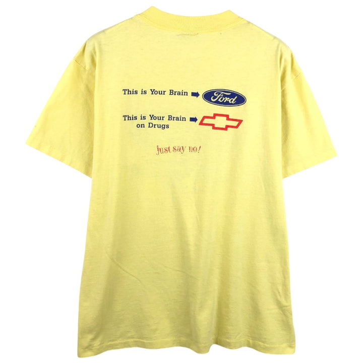 90'S ONEITA Advertising T-Shirt, Made in USA, Men's XL, Vintage polyester yellow type Vintage Second Hand