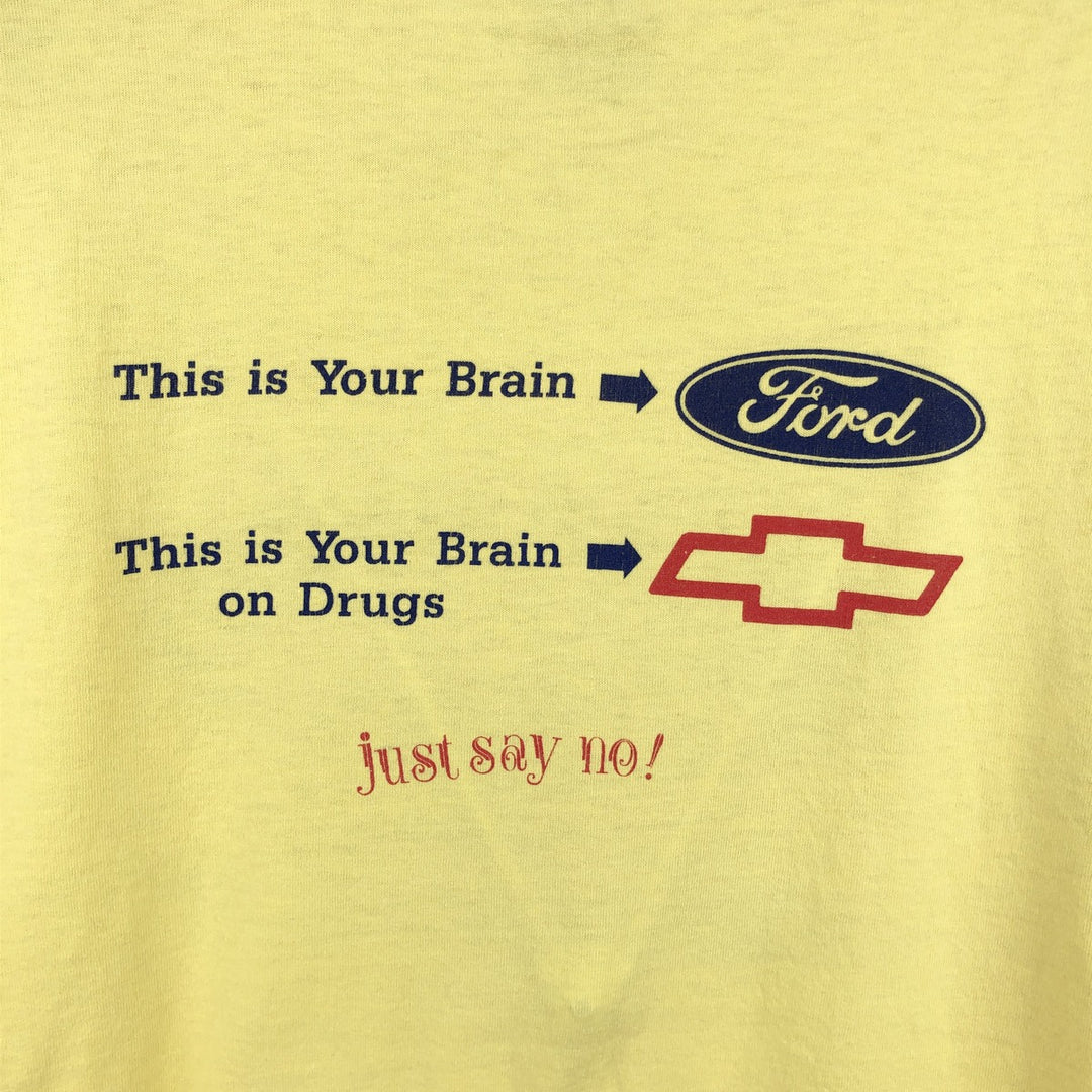 90'S ONEITA Advertising T-Shirt, Made in USA, Men's XL, Vintage polyester yellow type Vintage Second Hand