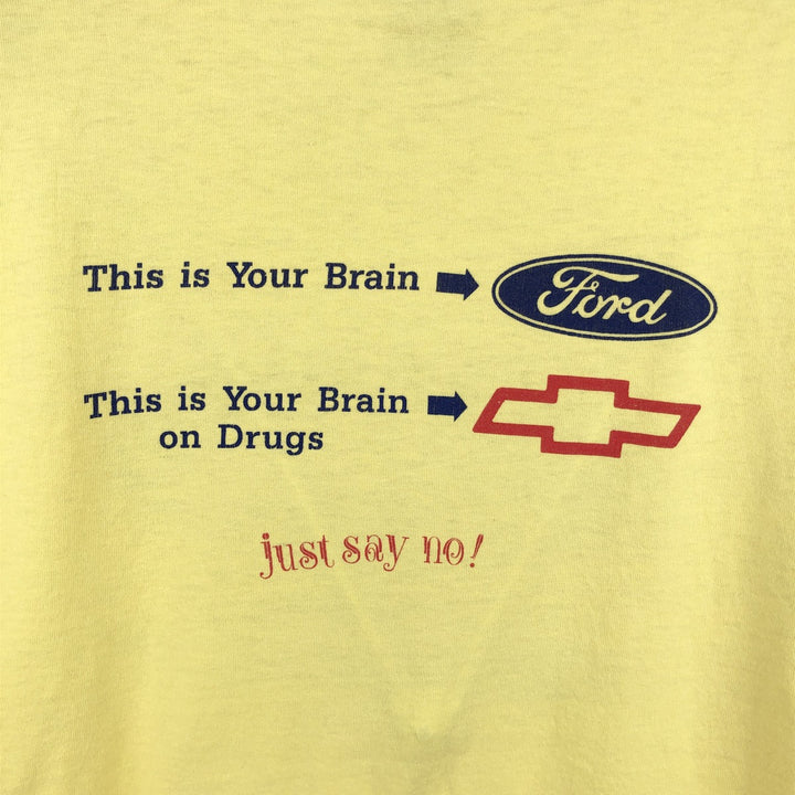 90'S ONEITA Advertising T-Shirt, Made in USA, Men's XL, Vintage polyester yellow type Vintage Second Hand