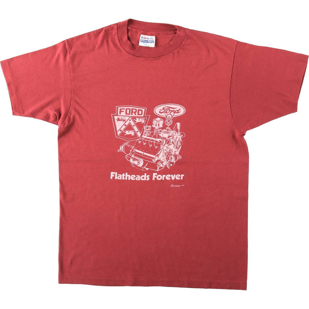 1980'S Hanes Fifty-Fifty Blue Tag Ford Advertising T-Shirt, Made in USA, Men's Size L (approx.), Vintage cotton red type Vintage Second Hand