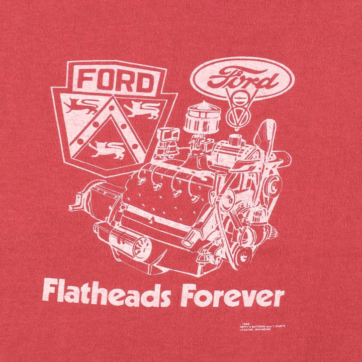 1980'S Hanes Fifty-Fifty Blue Tag Ford Advertising T-Shirt, Made in USA, Men's Size L (approx.), Vintage cotton red type Vintage Second Hand
