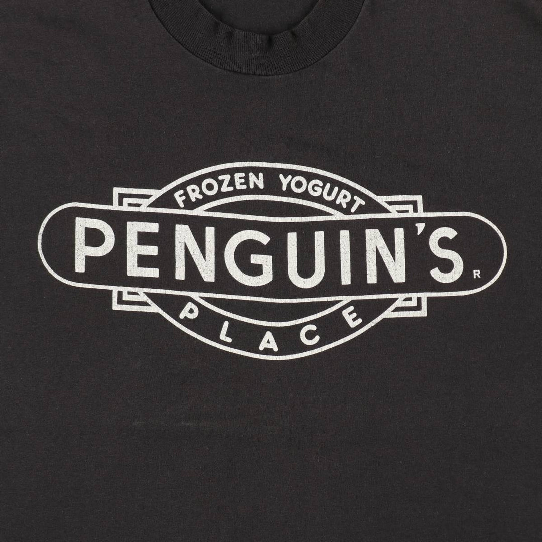 90'S Screen Stars Penguin's Advertising T-Shirt, Made in USA, Men's XL equivalent, Vintage cotton black type Vintage Second Hand