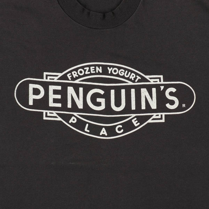 90'S Screen Stars Penguin's Advertising T-Shirt, Made in USA, Men's XL equivalent, Vintage cotton black type Vintage Second Hand