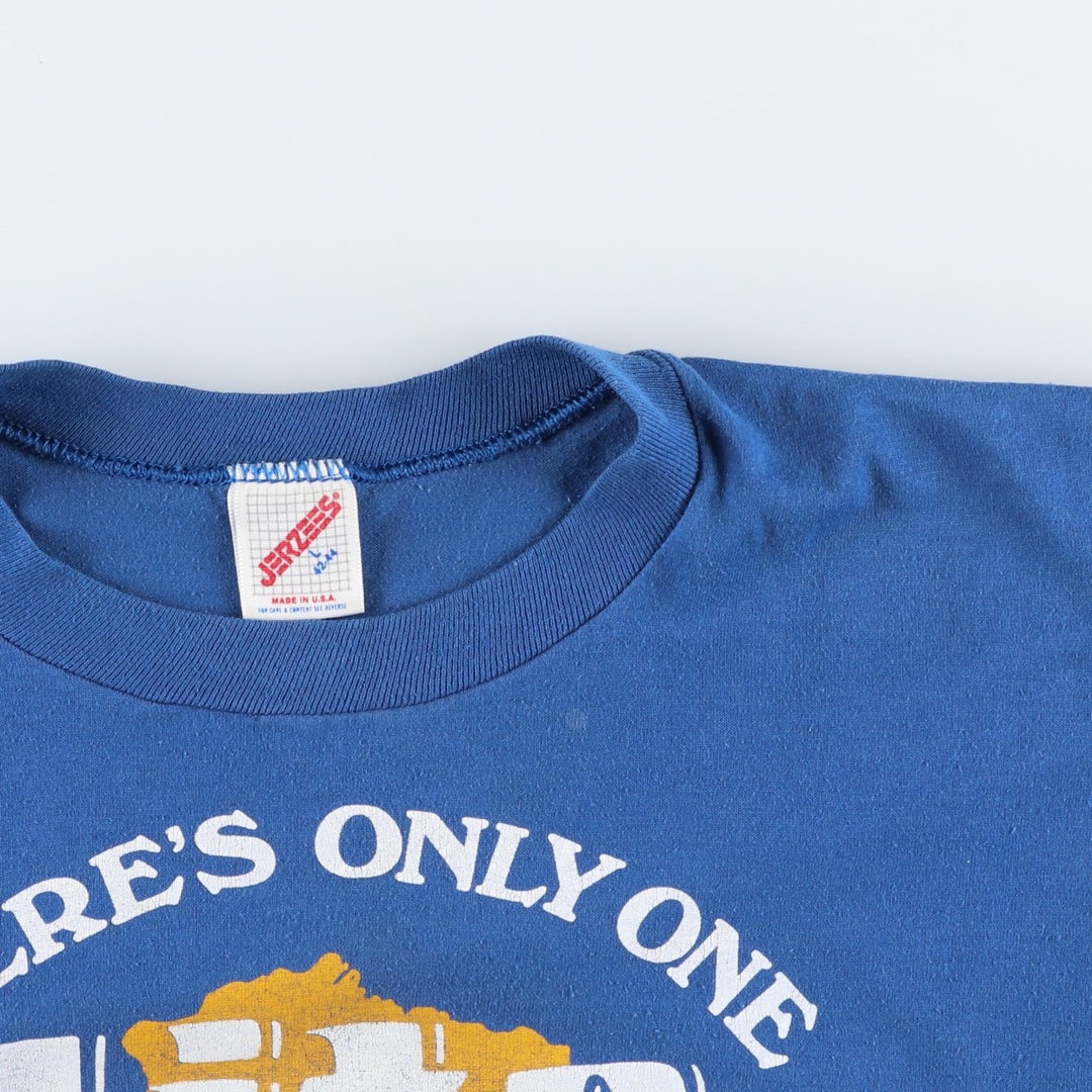80'S Jerzees Lite BEER Advertising T-Shirt, Made in USA, Men's Size L (approx.), Vintage cotton blue type Vintage Second Hand