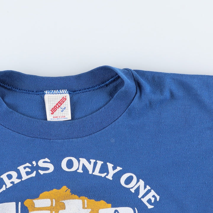 80'S Jerzees Lite BEER Advertising T-Shirt, Made in USA, Men's Size L (approx.), Vintage cotton blue type Vintage Second Hand