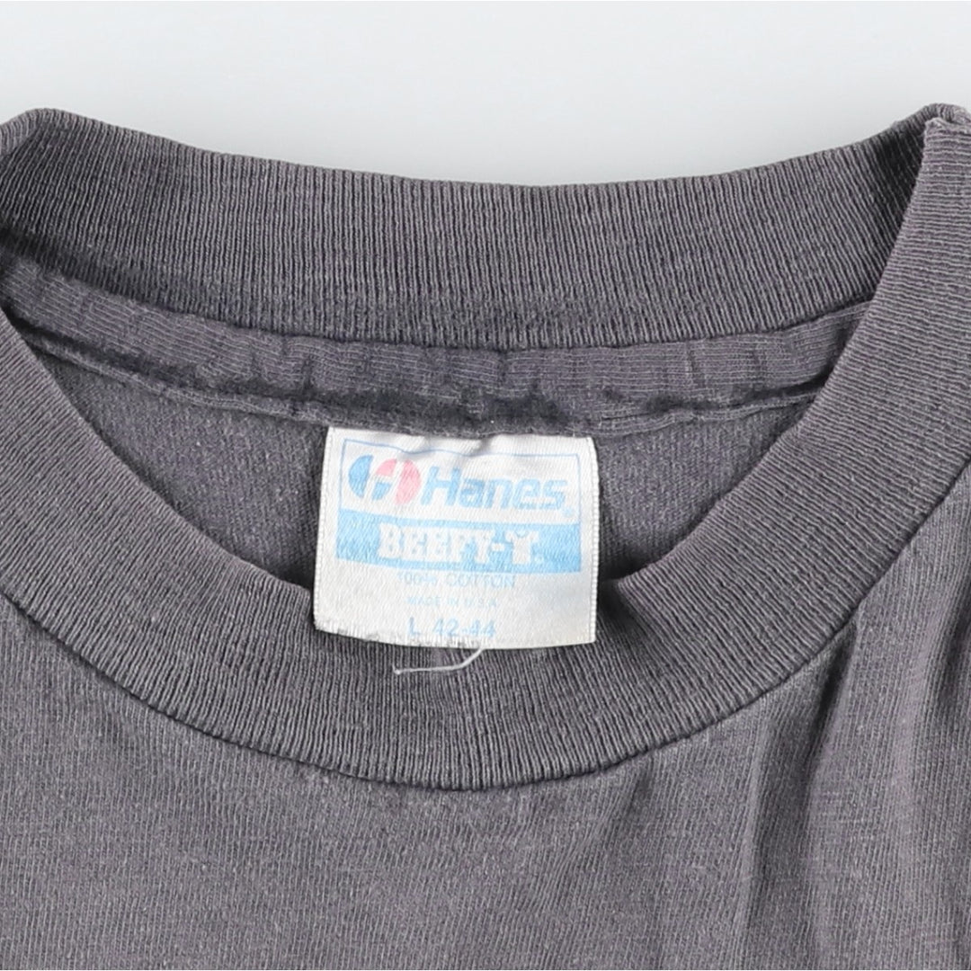 80'S Hanes BEEFY-T Blue Tag STEADICAM Advertising T-Shirt, Made in USA, Men's Size L (Equivalent), Vintage cotton Charcoal Vintage Second Hand