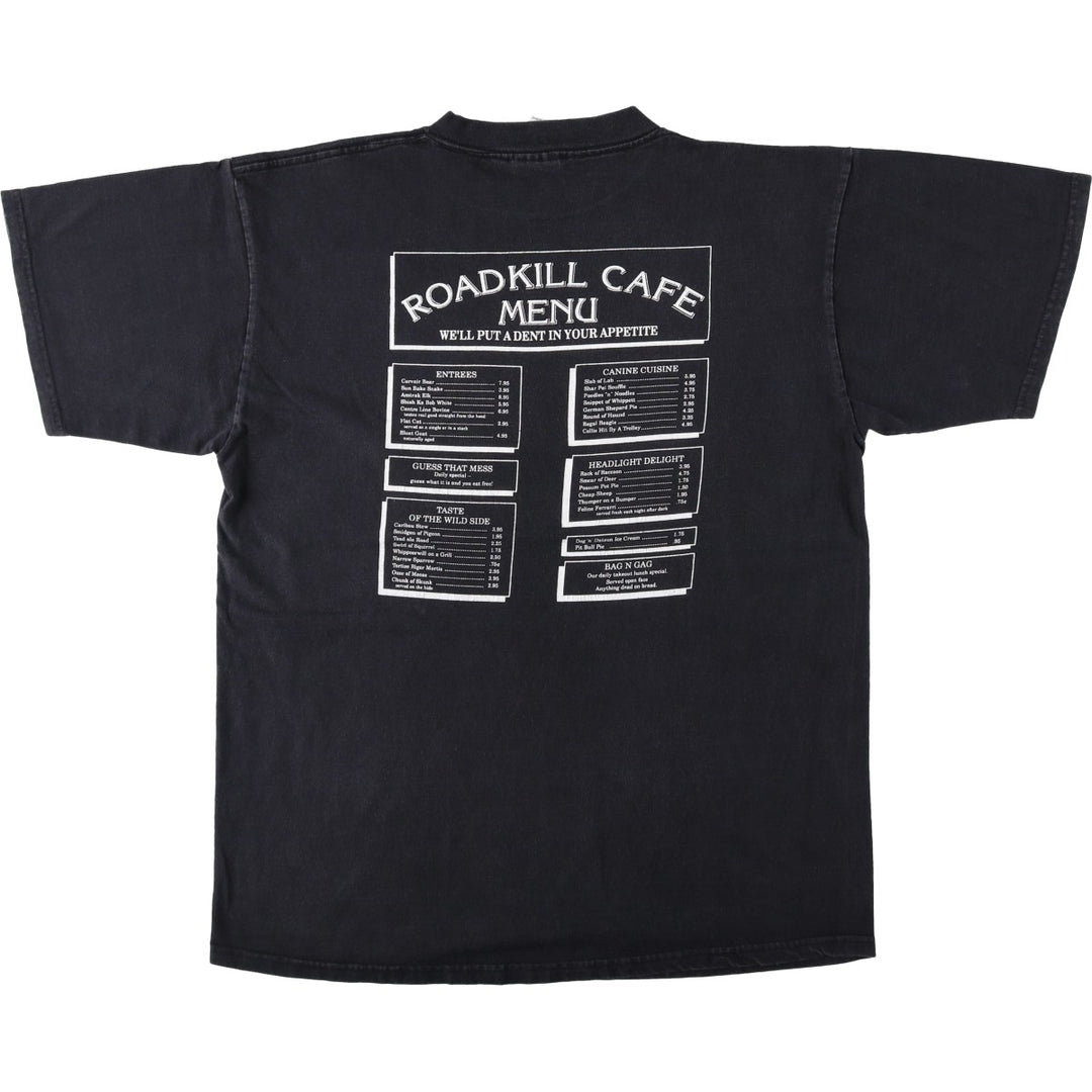 TULTEX ROADKILLCAFE Advertising T-Shirt, Made in Canada, Men's XL (approx.) cotton black type Vintage Second Hand