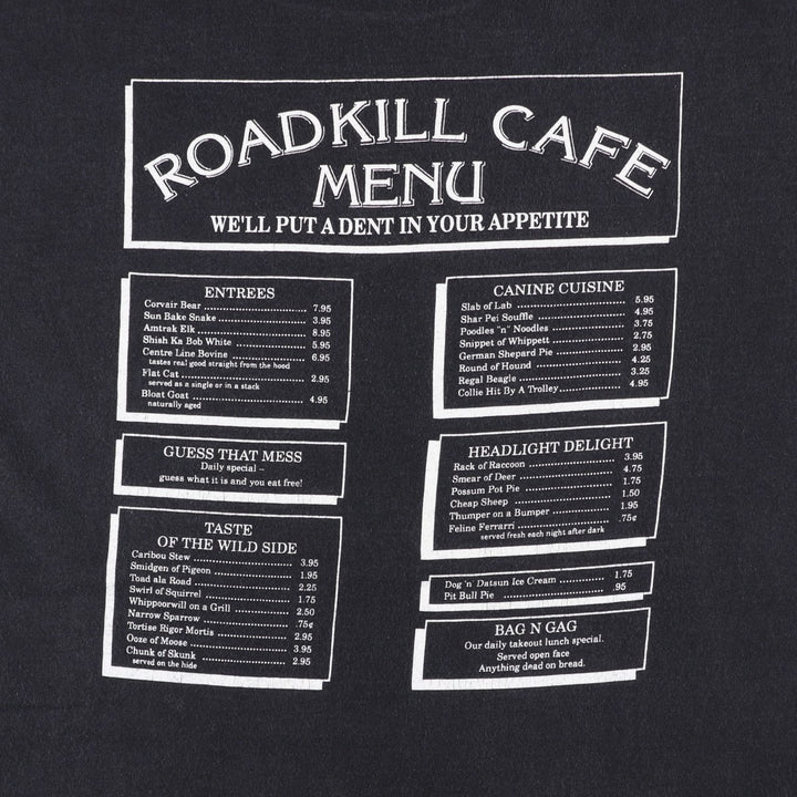 TULTEX ROADKILLCAFE Advertising T-Shirt, Made in Canada, Men's XL (approx.) cotton black type Vintage Second Hand