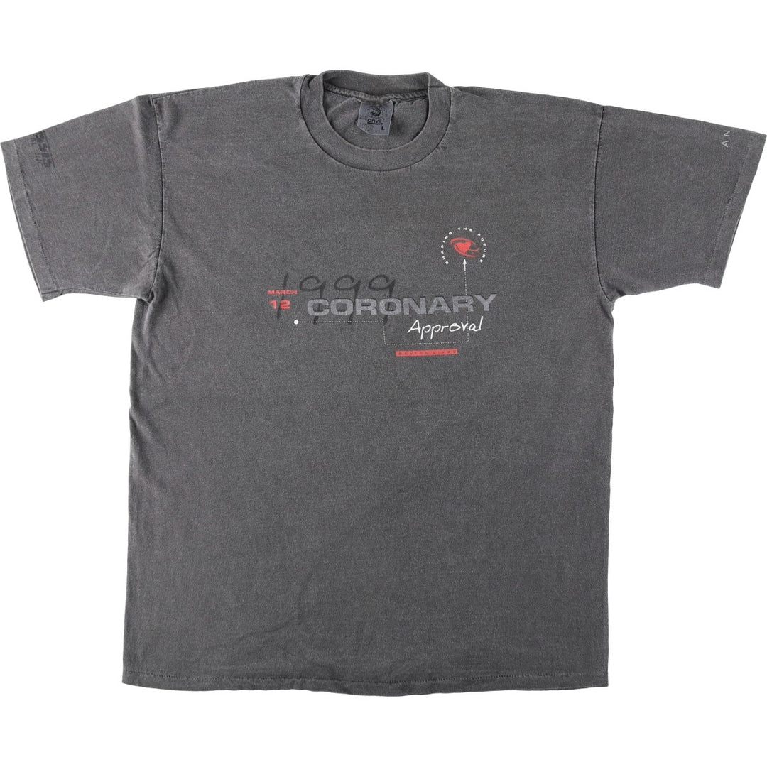 Anvil Coronary Approval Advertising T-Shirt, Made in USA, Men's Size L (approx.) cotton Charcoal Vintage Second Hand