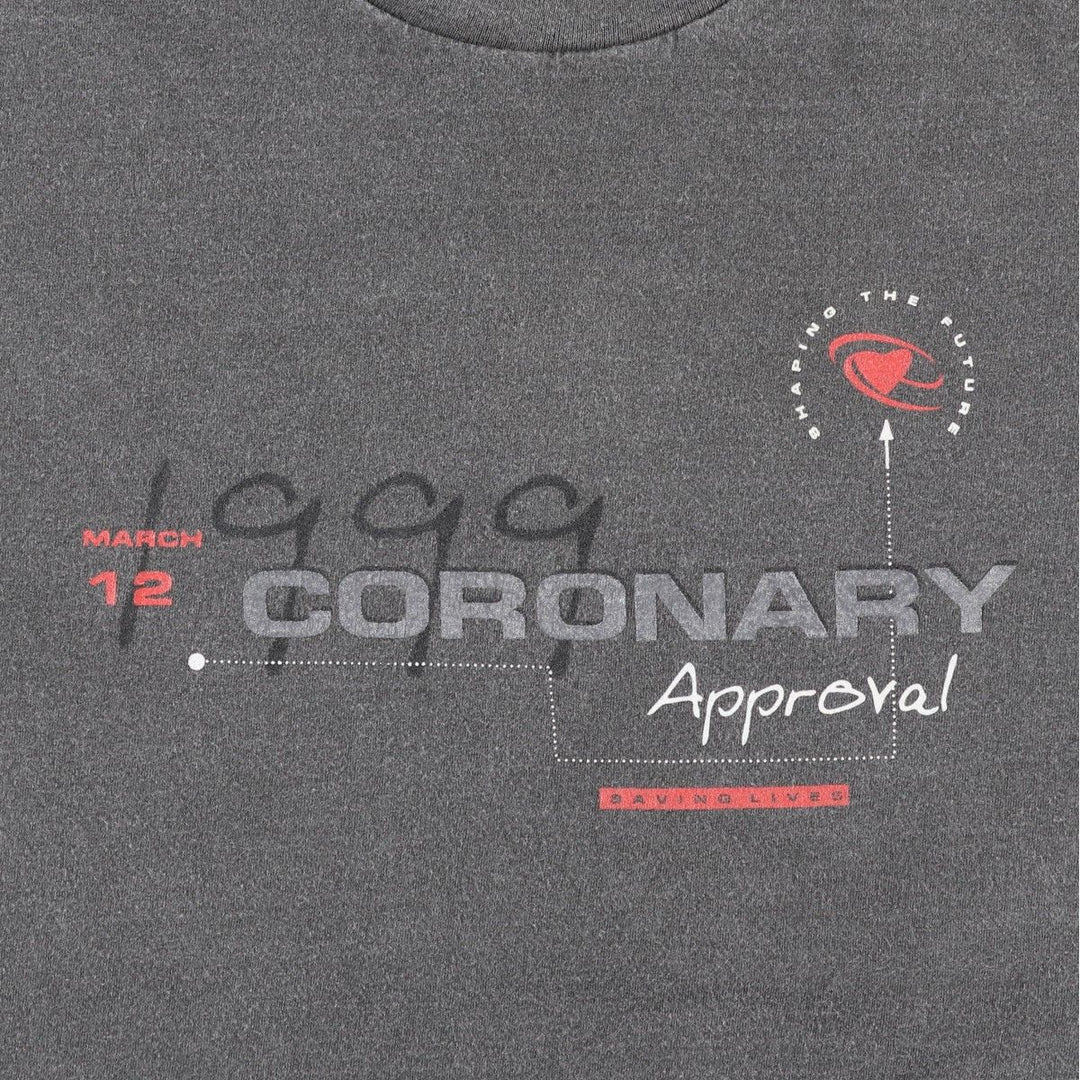 Anvil Coronary Approval Advertising T-Shirt, Made in USA, Men's Size L (approx.) cotton Charcoal Vintage Second Hand