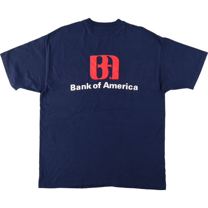 ~90'S Hanes BEEFY-T Bank of America Advertising T-Shirt, Made in USA, Men's XL equivalent, Vintage cotton navy blue type Vintage Second Hand