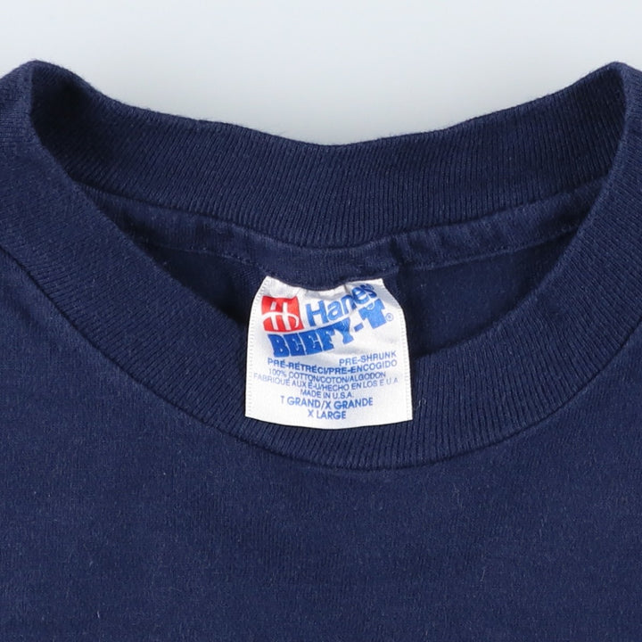~90'S Hanes BEEFY-T Bank of America Advertising T-Shirt, Made in USA, Men's XL equivalent, Vintage cotton navy blue type Vintage Second Hand
