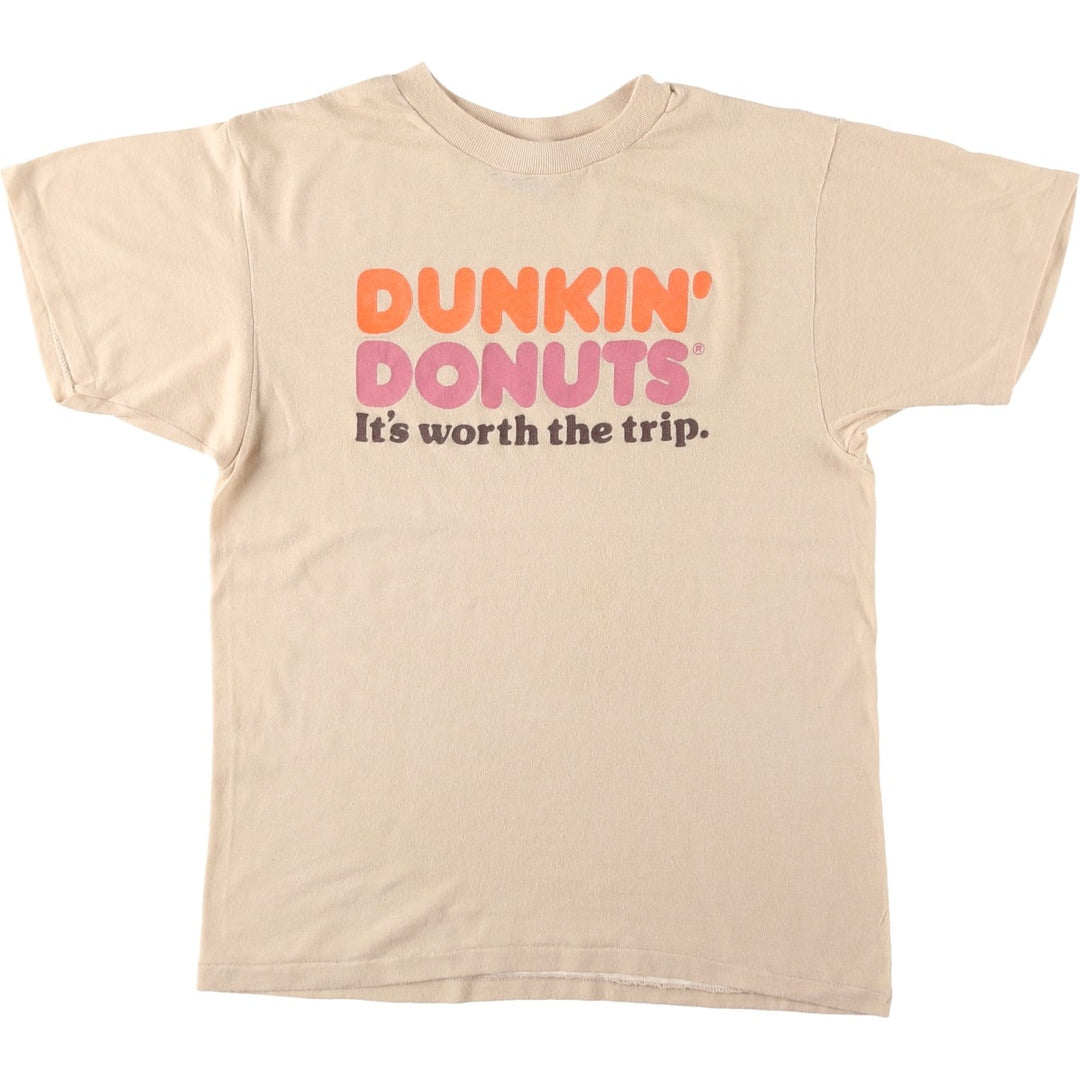 80'S Dunkin' Donuts Advertising T-Shirt, Made in USA, Men's Size M (approx.), Vintage polyester Beige type Vintage Second Hand