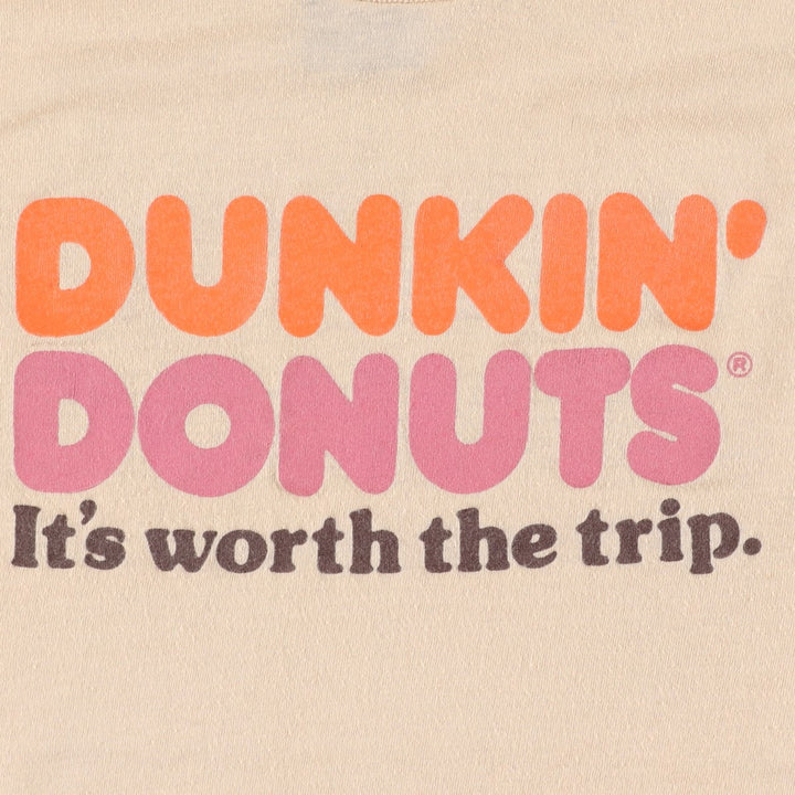 80'S Dunkin' Donuts Advertising T-Shirt, Made in USA, Men's Size M (approx.), Vintage polyester Beige type Vintage Second Hand