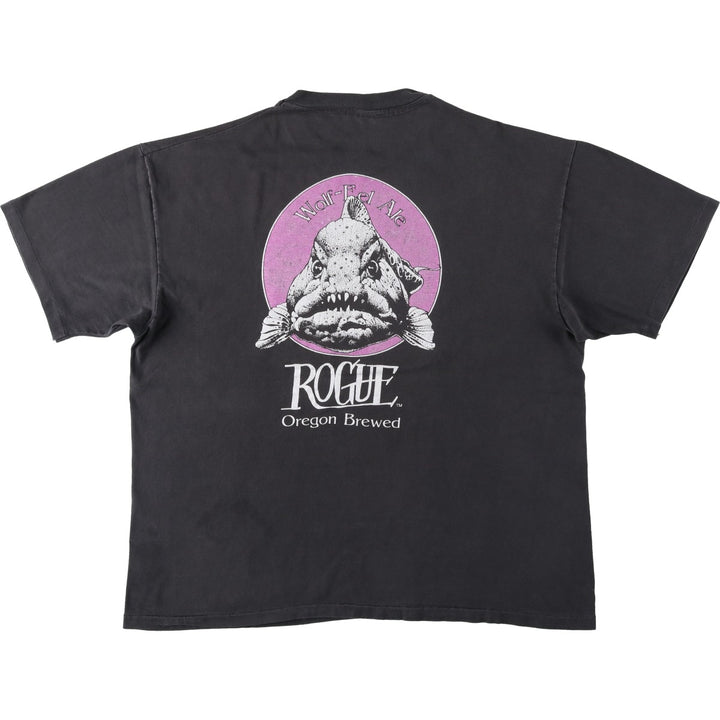 ~90'S ROGUE Advertising T-Shirt, Men's XL equivalent, Vintage unclear Charcoal Vintage Second Hand