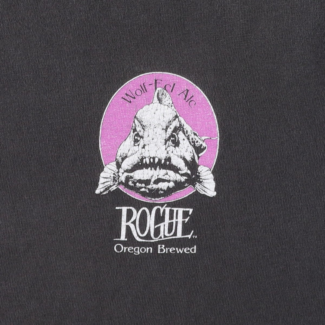 ~90'S ROGUE Advertising T-Shirt, Men's XL equivalent, Vintage unclear Charcoal Vintage Second Hand
