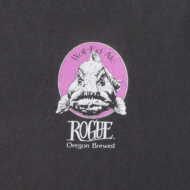 ~90'S ROGUE Advertising T-Shirt, Men's XL equivalent, Vintage unclear Charcoal Vintage Second Hand
