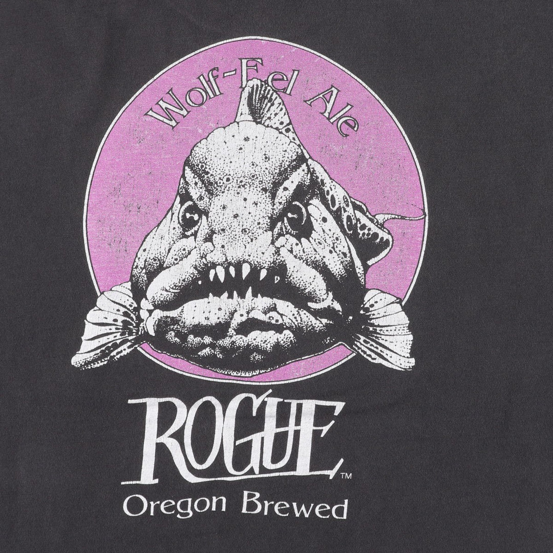 ~90'S ROGUE Advertising T-Shirt, Men's XL equivalent, Vintage unclear Charcoal Vintage Second Hand