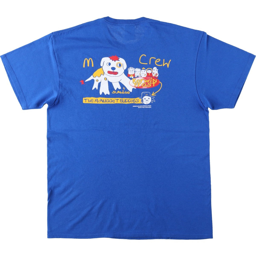 Delta McDonald's advertising T-shirt, men's size L (approx.) cotton blue type Vintage Second Hand