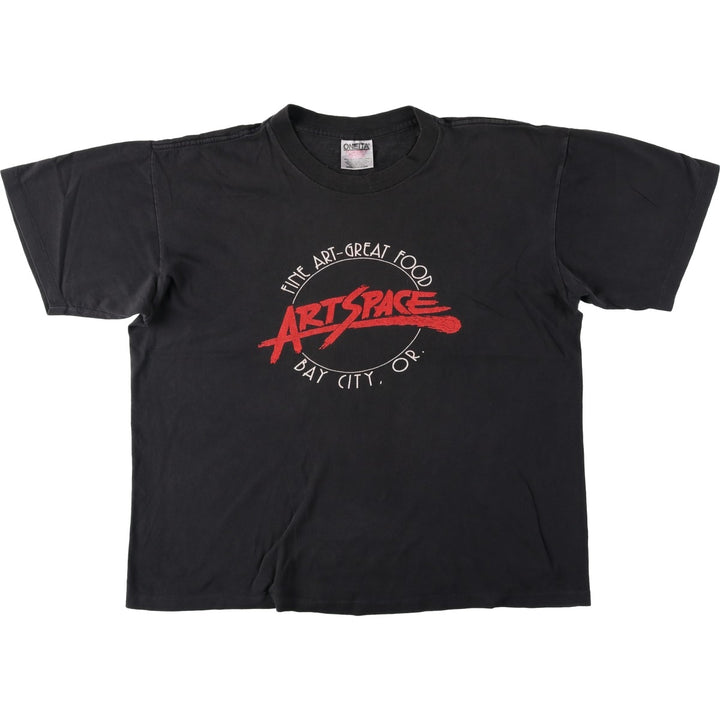 90'S ONEITA ARTSPACE Advertising T-shirt, Men's Size L (approx.), Vintage cotton black type Vintage Second Hand