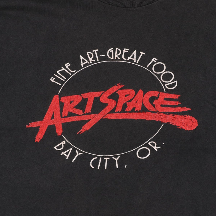 90'S ONEITA ARTSPACE Advertising T-shirt, Men's Size L (approx.), Vintage cotton black type Vintage Second Hand