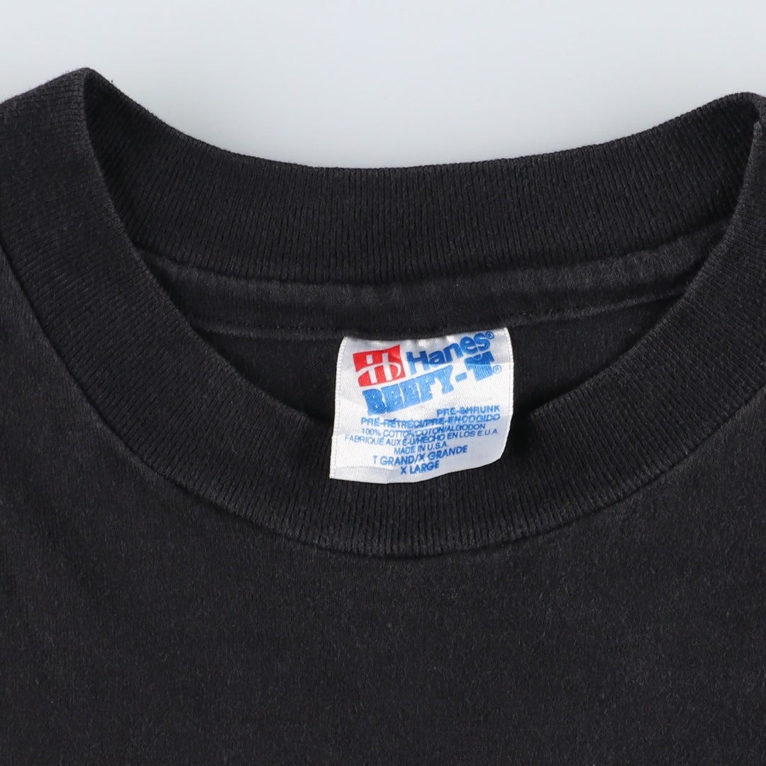 90'S Hanes BEEFY-T HIGH END SYSTEMS Advertising T-Shirt, Made in USA, Men's XL equivalent, Vintage cotton black type Vintage Second Hand