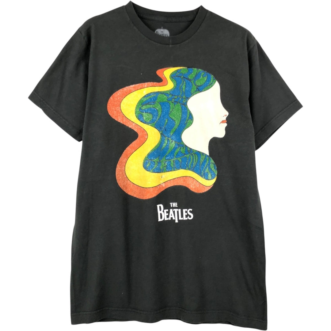THE BEATLES Band T-shirt, Men's M size cotton Charcoal Vintage Second Hand