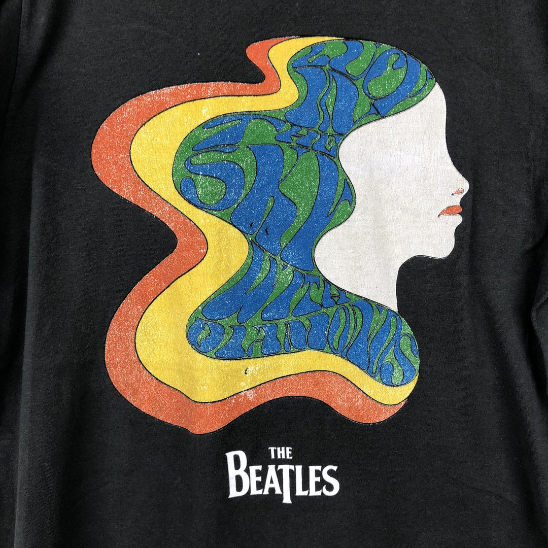 THE BEATLES Band T-shirt, Men's M size cotton Charcoal Vintage Second Hand