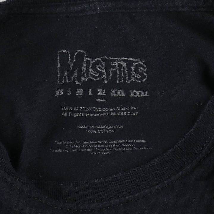 MISFITS Skull Pattern Band T-shirt, Men's XL size cotton black type Vintage Second Hand