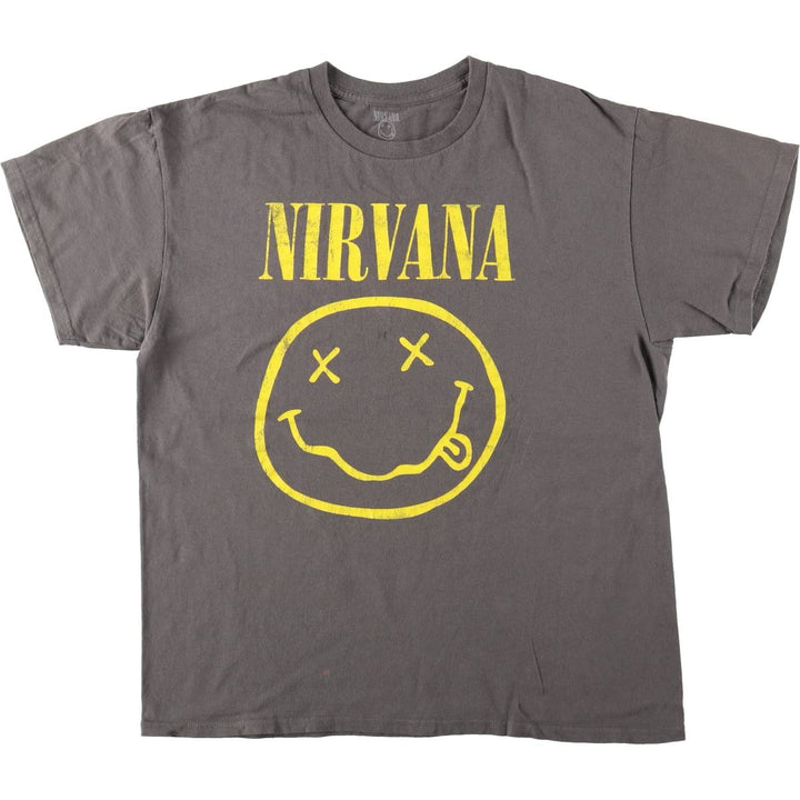 NIRVANA Nirvana Band T-shirt, Band T, Men's L size cotton Charcoal Vintage Second Hand