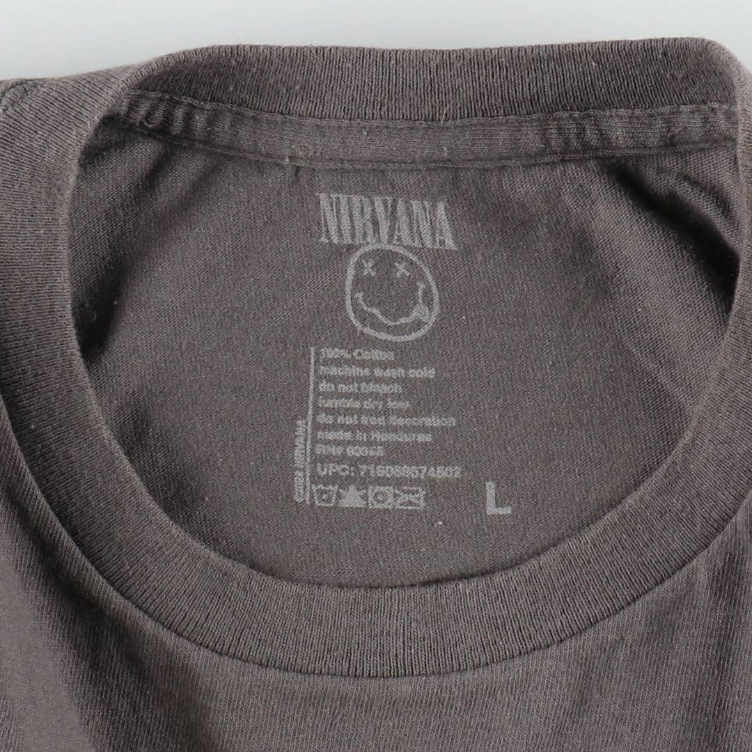 NIRVANA Nirvana Band T-shirt, Band T, Men's L size cotton Charcoal Vintage Second Hand