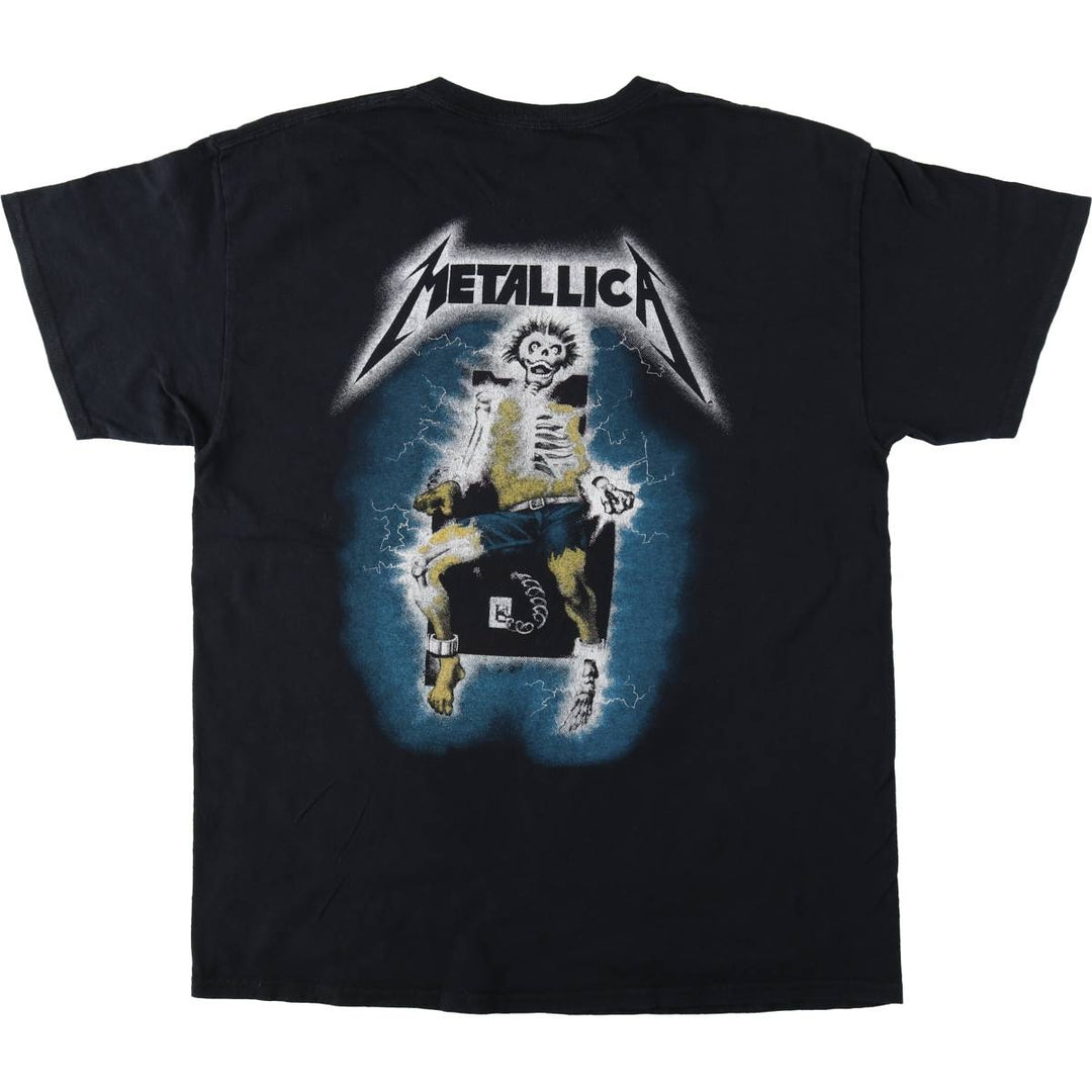 METALLICA RIDE THE LIGHTNING Skull Pattern Band T-Shirt (Men's Size L) unclear black type Vintage Second Hand