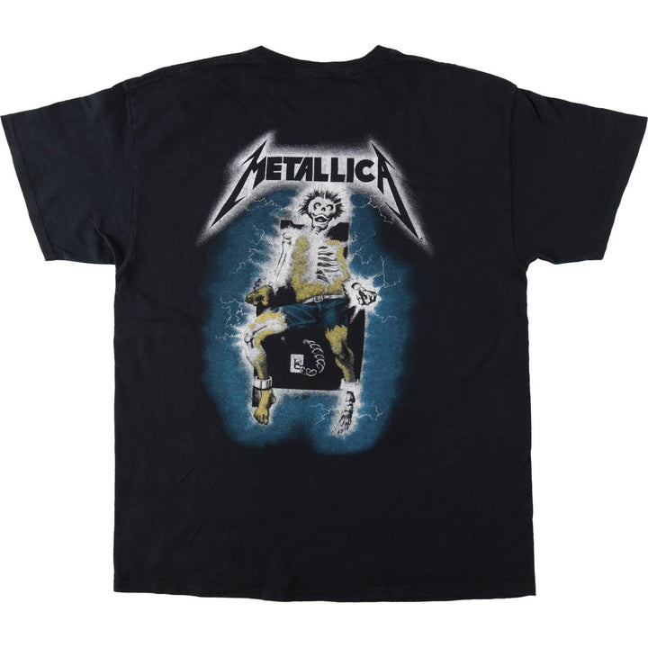 METALLICA RIDE THE LIGHTNING Skull Pattern Band T-Shirt (Men's Size L) unclear black type Vintage Second Hand