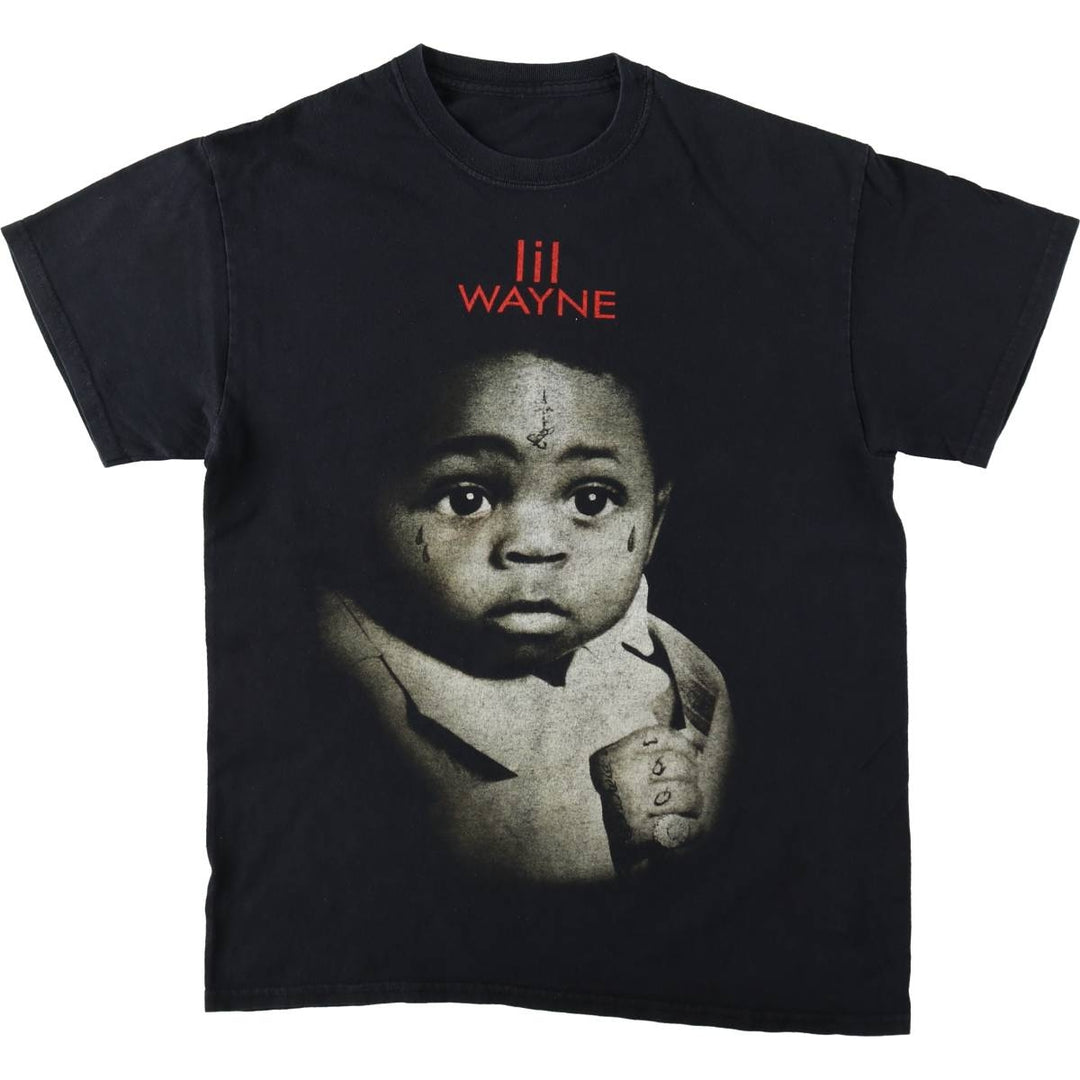 LIL WAYNE Rap T-shirt, Men's M size unclear black type Vintage Second Hand