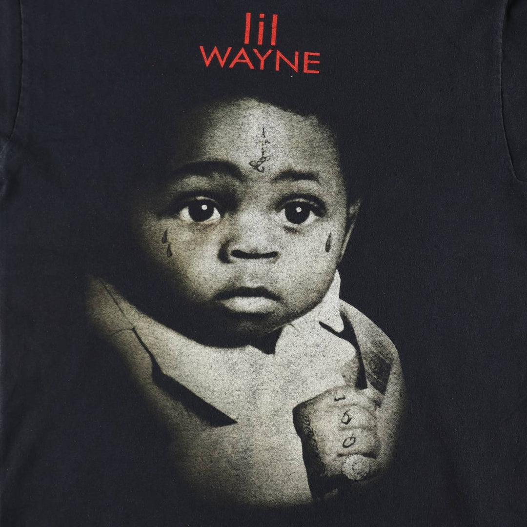 LIL WAYNE Rap T-shirt, Men's M size unclear black type Vintage Second Hand