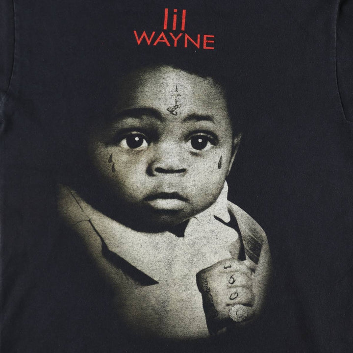 LIL WAYNE Rap T-shirt, Men's M size unclear black type Vintage Second Hand