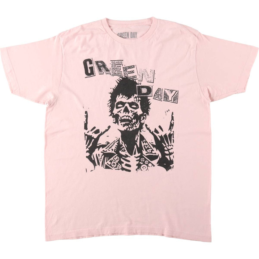 GREEN DAY Green Day Band T-shirt Band T Men's XL size cotton pink type Vintage Second Hand