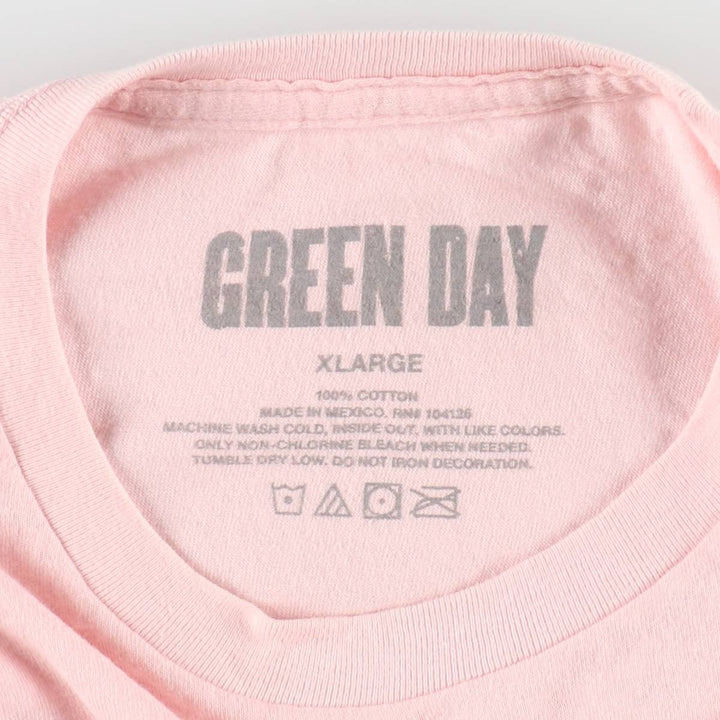GREEN DAY Green Day Band T-shirt Band T Men's XL size cotton pink type Vintage Second Hand